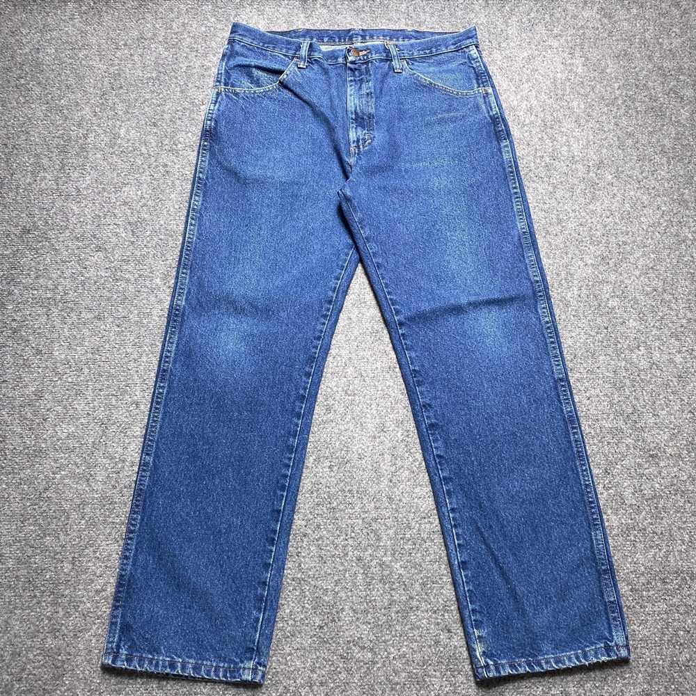 Rustler Jeans Mens 35x30 Blue Regular Fit Straight Leg 100% Cotton Denim